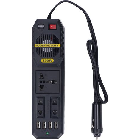 Convertisseur de puissance pour voiture 200 W 12 V à 220 V PWM à onde sinusoïdale modifiée avec ports USB 4,1 A (1/5)