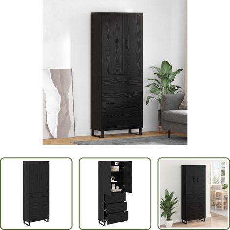 Holzregal - Highboard 2 pcs Schwarz Eichen-Optik 69,5 x 34 x 180 cm (1/5)