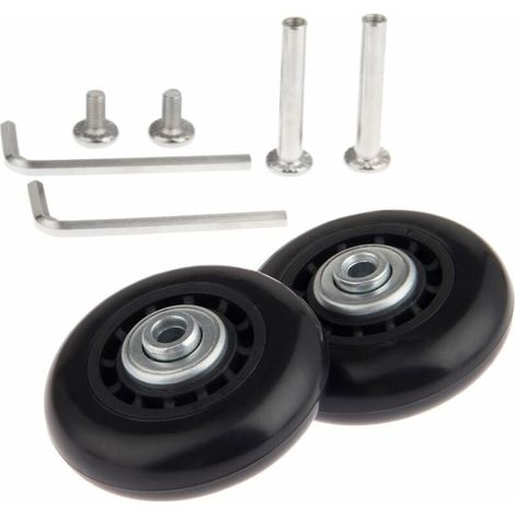 Lot de 2 roulettes de rechange avec axes de roulement 60 x 18 mm – Roues de rechange pour valise, réparation de valise, roulette de valise, roue de bagage, essieux et roulettes (1/5)