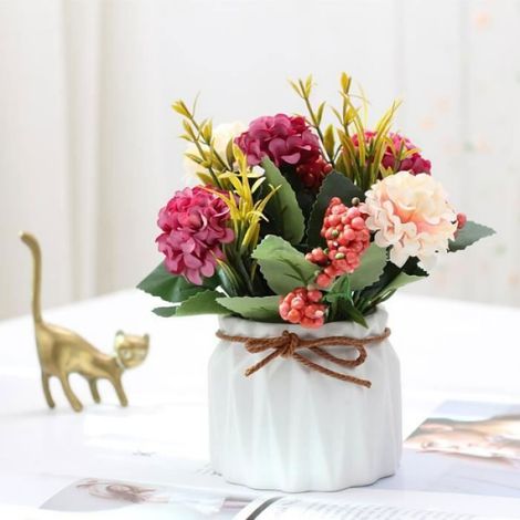 Bouquet de Fleurs Artificielles Rouge - LEOCLOTHO - 16 cm - Dcoration Maison Rouge Artificielle Rouge Art FLEUR-PLANTE ARTIFICIELLE (1/4)