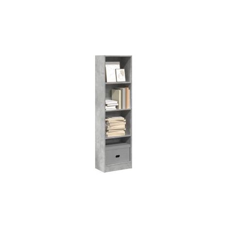 Bibliothèque gris béton 40x24x143 bois d'ingénierie (1/5)