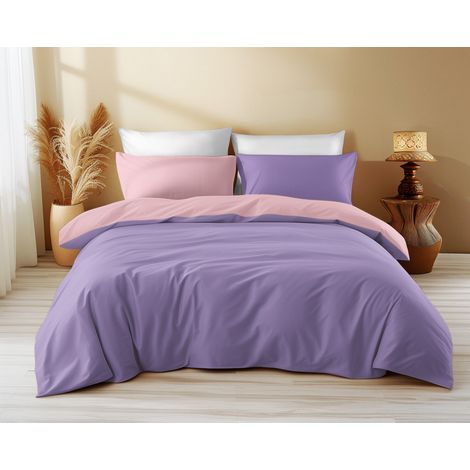 Housse de couette double face violet/lilas - 100 % coton, douce et respirante, fabriquée en Italie Cm. 155X200 (1/5)