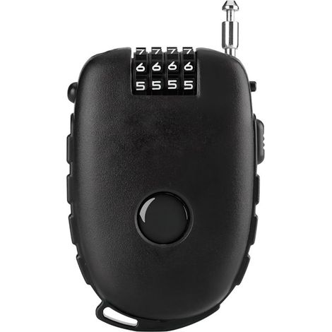 Cadenas avec Cable Rétractable, Misez à 4 Chiffres Serrure à Combinaison, Sr et Durable, Cable Antivol Vélo, avec 75cm Cable Rétractable Pour Vélo, Scooter, Moto et Poussette (1/5)