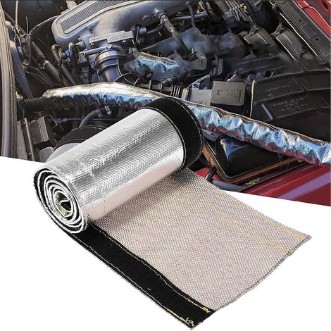 Écran thermique en fibre de verre, écran thermique gainé d'aluminium 600 x 106 mm, résistant à la chaleur, gaine de protection métallique, gaine isolante pour câbles, gaine thermique grise (1/5)