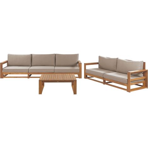 Garden Lounge Set with Table 5 Seater TIMOR Modular Certified Acacia Wood Light Brown