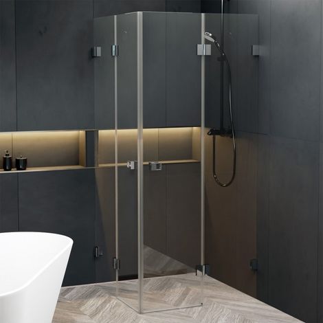 Cabine de douche d'angle SCANDIC NXT 207 RIHO 90x90 x200cm à charnière chromée (1/2)