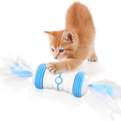 Jouet électrique interactif pour chats, recharge USB, jouet pour chats à rotation automatique, jouet lumineux à LED pour chats, jouet pour chats badminton, bleu (1/2)