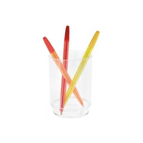 Porta LAPICES PLASTICO Redondo Cristal