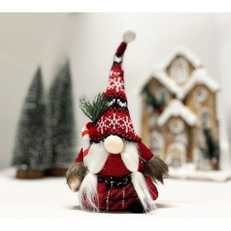 Nain De Noël - Poupée À Chapeau Pointu En Laine - Sans Visage - Décoration Festive Pour Intérieur Et Vitrine - Lot De 1 (1/4)