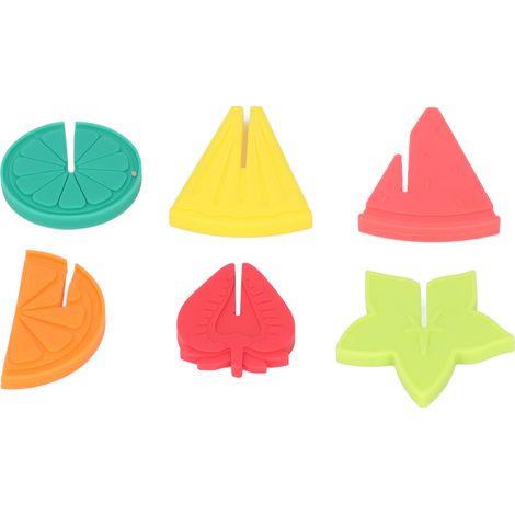 Lot de 6 marqueurs de verres à vin en silicone à motif de fruits, étiquettes réutilisables et sûres pour les fêtes au bar (1/5)