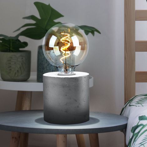 Tischleuchte Beton E27 Nachttischleuchte Betonlampe Tischlampe, grau ohne Lampenschirm, DxH 10x10 cm