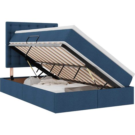 LED-Speicherbett mit Matratze Blau 120 x 190 cm Stoff vidaXL