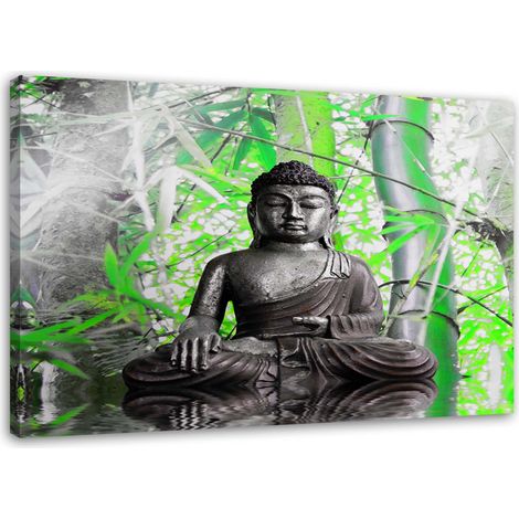 Stampa su tela, Buddha e foglie - 120x80 (1/4)