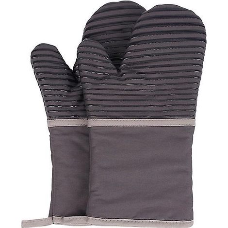 long Gant De Four Anti Chaleur, Paissir Gants De Cuisine Silicone Avec Design Antidrapant Et Doublure En Coton Doux, Durable Gant Four Cuisine Pou (1/5)