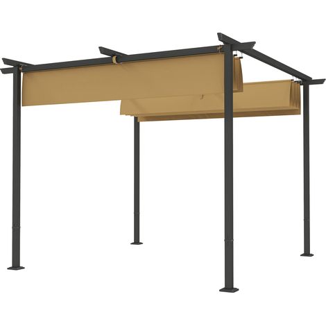 Pergola 3x3 m Toit Réglable Cadre Métallique Protection UPF30+ Canopée Solaire Beige