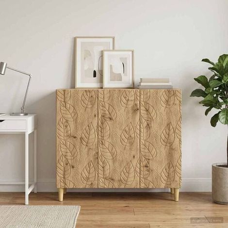 Buffet Bas de Cuisine en Bois d'Ingénierie Style Chêne, Meuble Rangement avec Portes et Étagères, 89 x 34,5 x 80 cm (1/5)