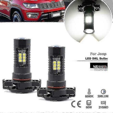 Feux de jour LED Canbus 2 pièces pour Jeep Compass 2017-2021 - ampoules PSX24W (1/5)