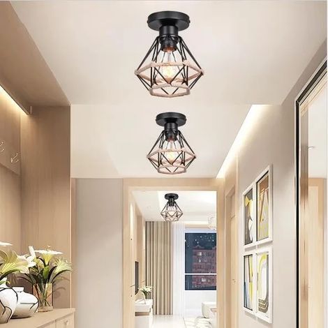 kawoo 3pcs Plafonnier Corde de Chanvre Vintage,Lampe Plafonnier Industrielle en Cage Fer pour Salon Chambre (1/4)