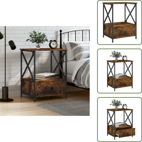 Nachttisch Räuchereiche 50x41x65 cm Holzwerkstoff - Industrielles Möbelstück - Nachttisch - Beistelltisch - Wohnzimmerdeko - Holzwerkstoff (1/5)