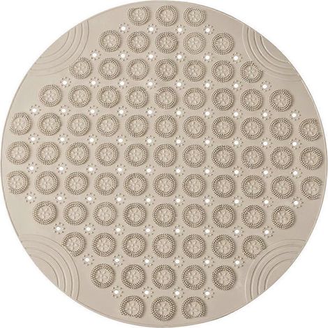 Runde, rutschfeste Duschmatte mit starker Saugkraft und Abflusslöchern, E--