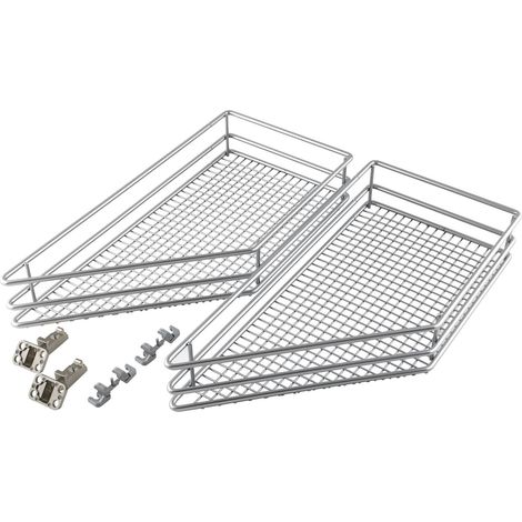 Vauth-Sagel VS SUB Side Drahtkorb Saphir 45° rechts - Set für Küchenunterschränke mit KB 300mm - Korb aus feinmaschigem Drahtgitter, Stahl pulverbeschichtet silberfärbig