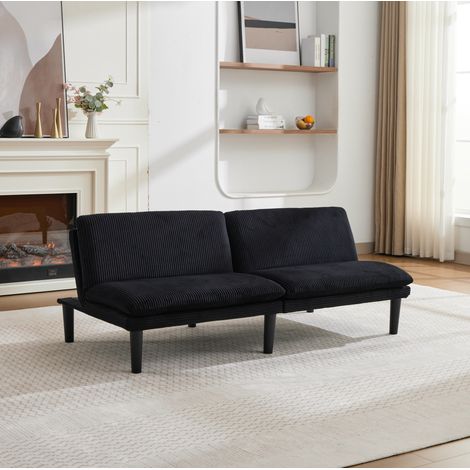 Divano letto 2 posti reclinabile in velluto nero OKMYHOME (1/5)