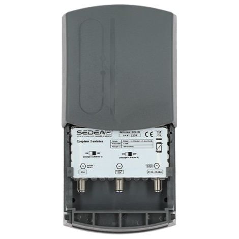 Coupleur additif - SEDEA - Canal 42 - 2 entrées - Signaux d'antennes TV - Gris