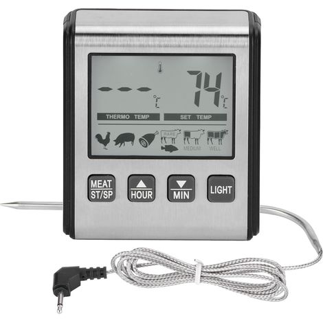 Thermomètre à viande numérique avec sonde pliable et alarme pour barbecue (1/5)