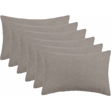 vidaXL Housse de coussin 6 pcs HEERLEN Gris clair 40 x 60 cm Bouclé - maison aménagement maison