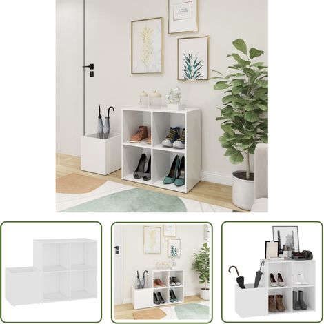 The Living Store Flur-Schuhschrank Weiß 105x35,5x70 cm Holzwerkstoff - Flur-Schuhschrank - Schuhschrank - Holzwerkstoffmöbel - Weißer Schrank - Garderobe (1/5)