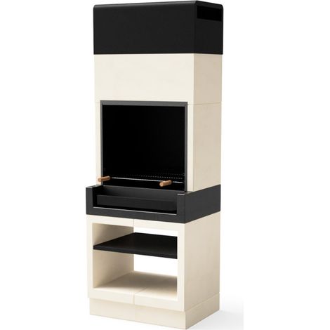 Barbacoa de Obra Kitaway 84x63x237 cm con Parrilla 68,5x42 cm Barbacoa de Hormigón Blanco y Negro con Cajon (1/5)