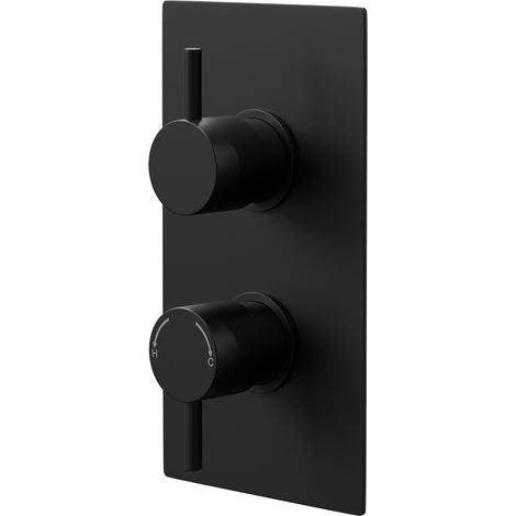 Colore Round Matt Black Concealed Twin Thermostatic Shower Valve with Diverter - 2 Outlets (1/5)
