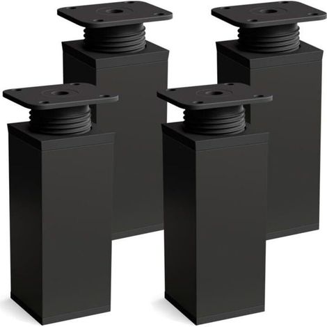 Pieds de meubles lot de 4 Design: Noir mat Hauteur : 60mm réglables Forme angulaire (1/4)