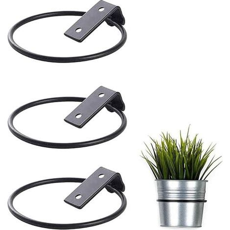 Lot de 3 Support Mural pour Pot de Fleur,Support de pot de Fleur Pliable en Métal, mur de Support de pot de Fleur Extérieur de Jardin à la Maison (17,5 x 15 x 6,2 cm)-OUYLAF (1/4)