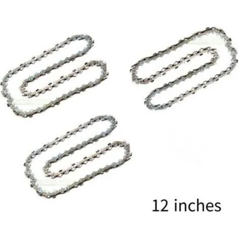 Jeu de 3 chaînes de tronçonneuse pour guides-chaînes de 30 cm (12 pouces), 45 maillons d'entraînement, compatibles avec les marques Dolmar, Echo, Bosch, Einhell et autres marques TRIMEC