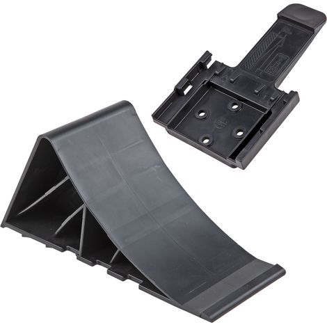 PVC-Unterlegkeil schwarz mit Halter Bremskeil Hemmschuh Radkeil Anhänger Keil