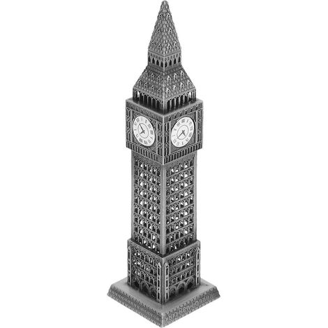 La « Maquette de bâtiment en métal de haute qualité, représentant un monument londonien argenté, est un ornement architectural décoratif pour la maison ou le bureau » est un objet décoratif.