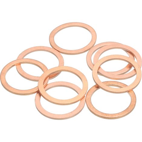 9Pcs Rondelle Métal Plate, M22 Rondelles Cuivre Joint, 22mm ID, 28mm OD, 1.5mm Épaisseur D'Étanchéité Cuivre Kit Rondelles Écrasées Assortiment Boulons Vis Réparation Mécanique (1/5)
