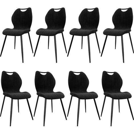Lewe – Lot de 8 chaises de salle à manger – Dossier en tissu pelucheux – Pieds en métal antidérapants – Confort optimal – Style scandinave