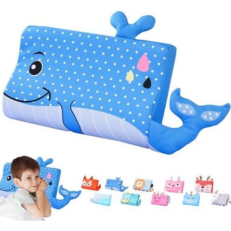 Oreiller pour enfant de 3 à 6 ans avec taie d'oreiller, oreiller bébé, motif animaux kawaii, ergonomique, respirant et doux pour la peau, lavable dès 3 ans. (1/5)