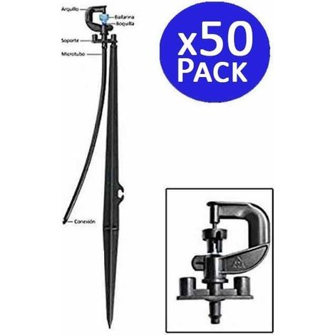 Set di 50 Microirrigatore Ballerina 360º con picchetto da 40 cm per l'irrigazione agricola