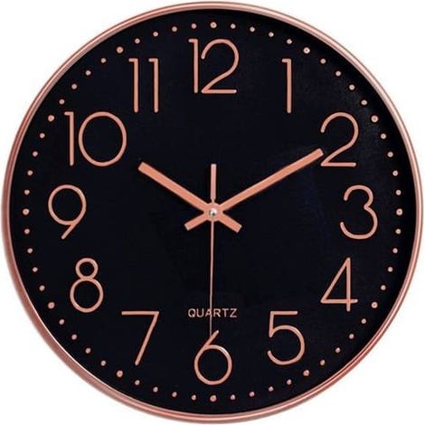 Horloge murale moderne et silencieuse, sans tic-tac, avec de grands chiffres argentés, idéale pour la cuisine, le salon, la salle de bain ou la chambre. (1/4)