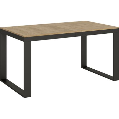 Tavolo Tecno Evolution piano Quercia Natura 90x160 Allungato 90x264 telaio Antracite (1/5)