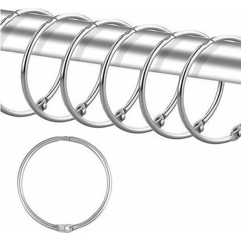 12 anneaux de rideau de douche - argent, crochets de rideau de douche résistants à la rouille, crochets ronds en métal pour la salle de bain, le vestiaire, la fenêtre, la décoration intérieur (1/5)