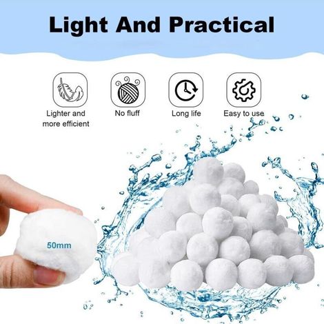 1300g Boules de Filtre de Piscine,Boule Filtration Piscine Remplace 45kg Sable pour Filtre Piscine,Média Filtre à Fibres pour Piscine,Balles Filtrantes pour Les systèmes de Filtration (1300, Grammes) (1/3)