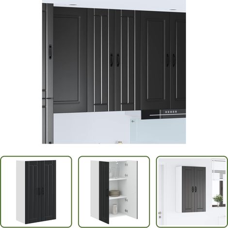 Küchenregal Schwarz - Küchenschrank Schwarz 60 x 31 x 100 cm Holzwerkstoff (1/5)
