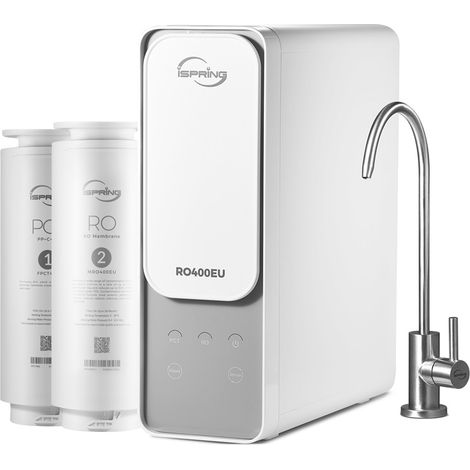 iSpring RO400EU Filtro dell'Acqua Sottolavello ad Osmosi Inversa, 400 GPD, Puro allo Scarico 2:1, senza Serbatoio, Riduzione Efficace del TDS (1/5)
