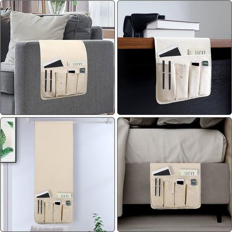【DT】Halkfri soffarmstödsorganisateur avec 5 feuilles, halkfri fjärrkontrollhållare pour canapé (889 x 315, beige)