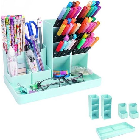 Bandeja para bolígrafos, 13 compartimentos, Bandejas para bolígrafos, Estuche para bolígrafos, Plástico, Extraíble, Bandeja para cartas, Verduras (1/5)