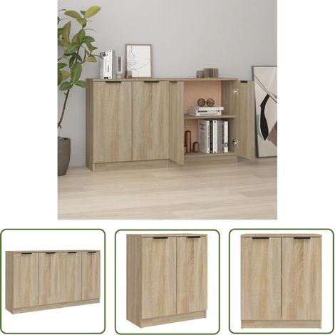 The Living Store Buffets 2 pcs Chêne sonoma 60x30x70 cm Bois d'ingénierie - Buffet - Meuble De Rangement - Commode - Bibliothèque - Décoration Intérieure (1/5)